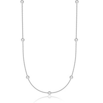 Arctic Clear Sterling Silver 1 Carat T.W. Lab-Grown Diamond Bezel-Set Necklace