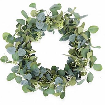 Eucalyptus Wreath Handmade Green Leaves All Seasons Front Door Wall Decor