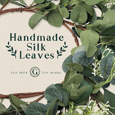 Eucalyptus Wreath Handmade Green Leaves All Seasons Front Door Wall Decor