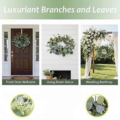 Eucalyptus Wreath Handmade Green Leaves All Seasons Front Door Wall Decor