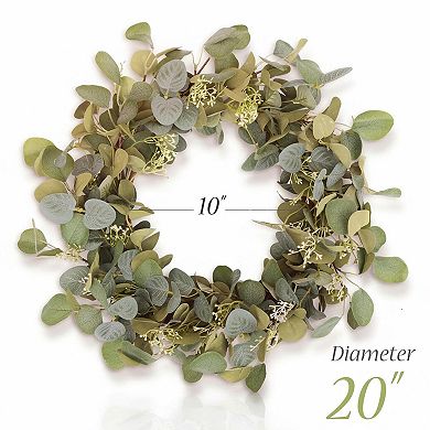 Eucalyptus Wreath Handmade Green Leaves All Seasons Front Door Wall Decor