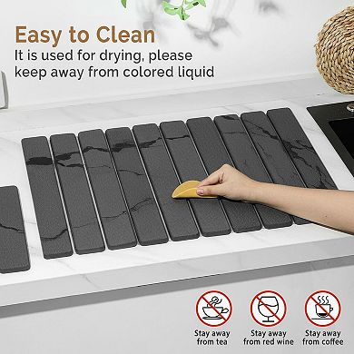 2pcs Stone Dish Drying Mats Quick Dry Foldable Water Absorbing Diatomaceous Kitchen Counter Pads