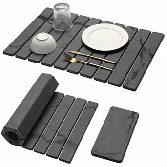2 pc Stone Dish Drying Mats Quick Dry Foldable Water Absorbing Diatomaceous Kitchen Counter Pads
