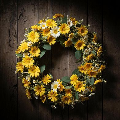 Artificial Sunflower Wreath 20 Inch Front Door Decor