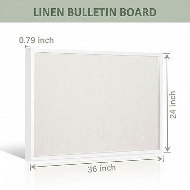 Linen Bulletin Board White Oak Frame Cork Vision Decorative Hanging Pin