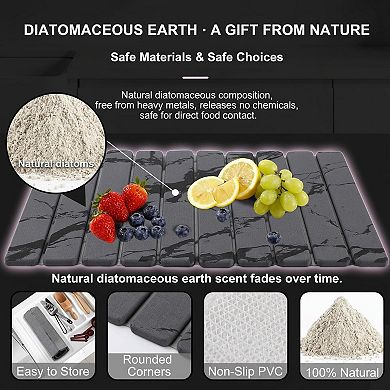 3 Large Diatomaceous Earth Dish Drying Mats Quick Dry Food Safe Foldable Multi Purpose