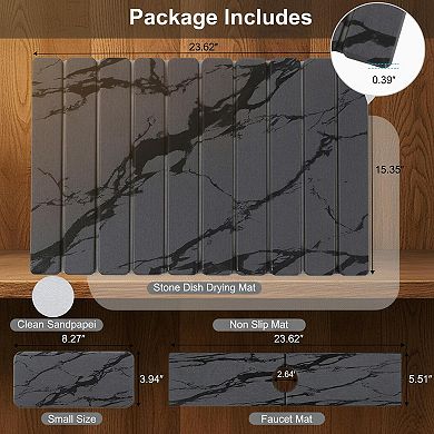 3 Large Diatomaceous Earth Dish Drying Mats Quick Dry Food Safe Foldable Multi Purpose