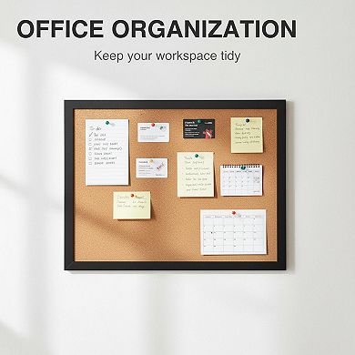 24x36 Framed Cork Board Bulletin Board with Hanging Kit for Home Office School