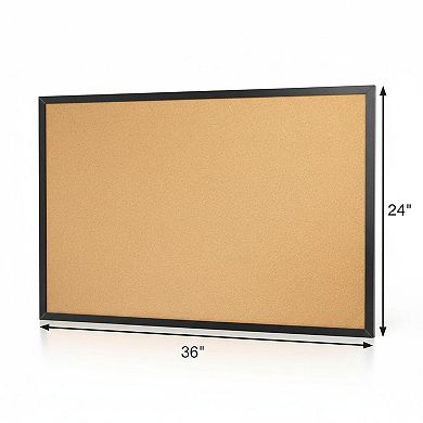 24x36 Framed Cork Board Bulletin Board with Hanging Kit for Home Office School