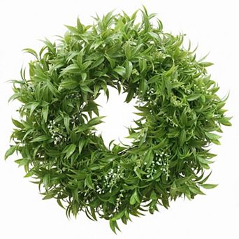 26 Inch Artificial Boxwood Eucalyptus Wreath Front Door Indoor Outdoor All Season Home Decor