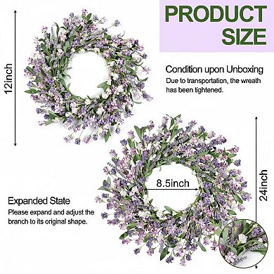 24 Inch Wreath for Front Door All Seasons Indoor Outdoor Decor