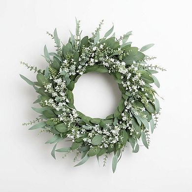 26 Eucalyptus Breath Flowers Wreath Large Artificial Greenery Front Door Outdoor Porch Window