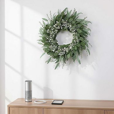 26 Eucalyptus Breath Flowers Wreath Large Artificial Greenery Front Door Outdoor Porch Window