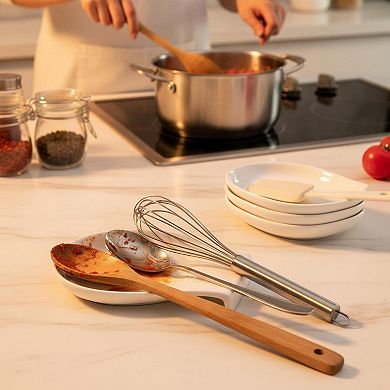 Spoon Rest Set of 4 Porcelain Kitchen Utensil Holder Dishwasher Safe