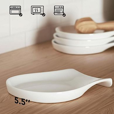 Spoon Rest Set of 4 Porcelain Kitchen Utensil Holder Dishwasher Safe