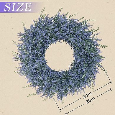 26 Lavender Eucalyptus Wreath Front Door Porch Window Large Artificial Greenery Outdoor Home