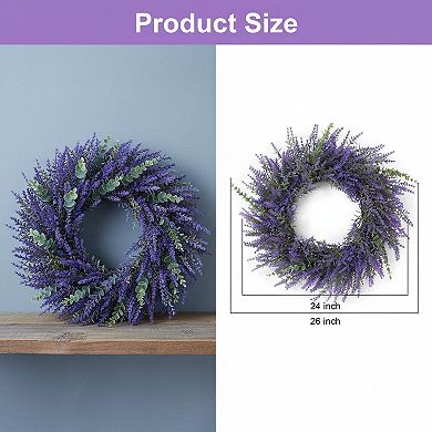 26 Lavender Eucalyptus Wreath All Season Artificial Front Door Decor