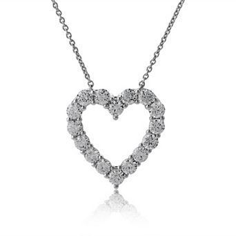 Arctic Clear Sterling Silver 1 1/2 Carat T.W. Lab-Grown Diamond Heart Pendant Necklace