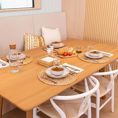 6 Pack Round Woven Water Hyacinth Placemats Heat Resistant Non Slip for Dining Fall Thanksgiving