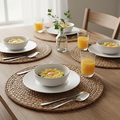13.8'' Round Woven Placemats Set of 12 Boho Rattan Chargers Rustic Wicker Dining Decor