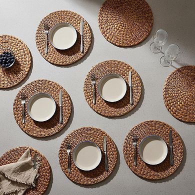 13.8'' Round Woven Placemats Set of 12 Boho Rattan Chargers Rustic Wicker Dining Decor