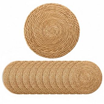 13 in Round Woven Placemats Set Of 12 Boho Farmhouse Rustic Jute Braided Table Decor