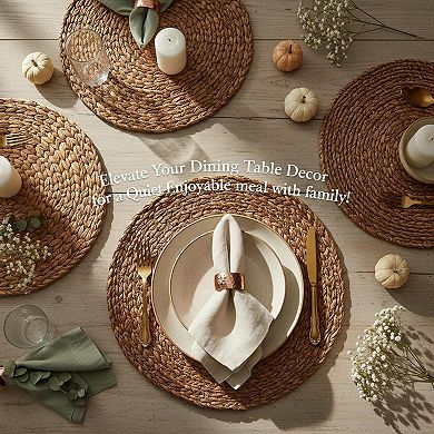 13In Round Woven Placemats Set Of 12 Boho Farmhouse Rustic Jute Braided Table Decor