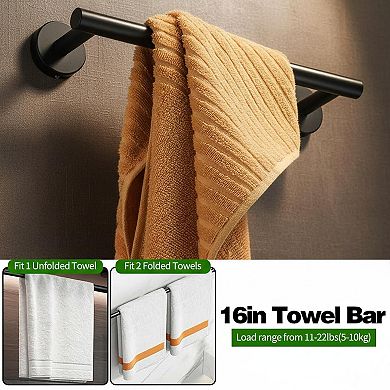10-Piece Bathroom Hardware Set Stainless Steel Towel Bars Rings Toilet Paper Holders Robe Hooks