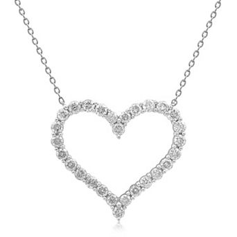 Arctic Clear Sterling Silver 1 1/2 Carat T.W. Lab-Grown Diamond Heart Pendant Necklace