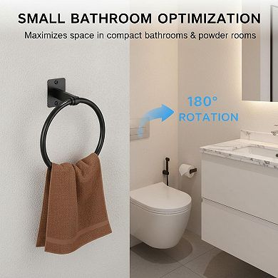 4-Piece Brushed Nickel Bathroom Hardware Set Towel Bar Ring Hook Toilet Paper Holder