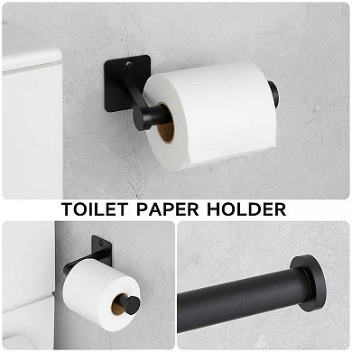 4-Piece Brushed Nickel Bathroom Hardware Set Towel Bar Ring Hook Toilet Paper Holder