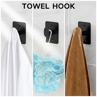 4-Piece Brushed Nickel Bathroom Hardware Set Towel Bar Ring Hook Toilet Paper Holder