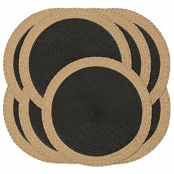 Braided Round Placemats Set Woven Non-slip Washable Heat Resistant Table Mats for Dining Decor