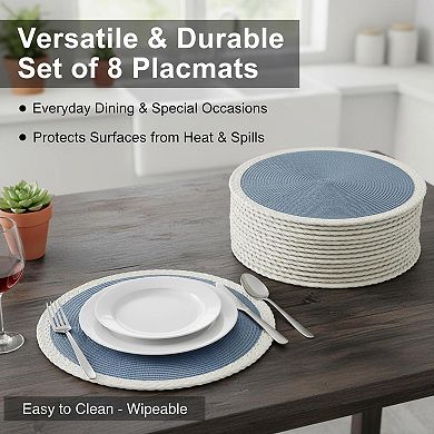 Braided Round Placemats Set Woven Non-slip Washable Heat Resistant Table Mats for Dining Decor