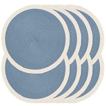Braided Round Placemats Set Woven Non-slip Washable Heat Resistant Table Mats for Dining Decor