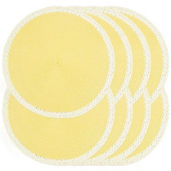 Braided Round Placemats Set Woven Non-slip Washable Heat Resistant Table Mats for Dining Decor