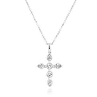 Arctic Clear Sterling Silver 1/3 Carat T.W. Lab-Grown Diamond Cross Pendant Necklace