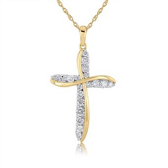Arctic Clear Sterling Silver 3/4 Carat T.W. Lab-Grown Diamond Cross Pendant Necklace