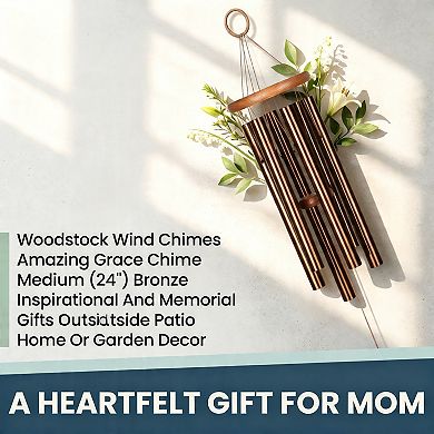 Amazing Grace Wind Chimes Bronze Inspirational Memorial Garden Patio Decor