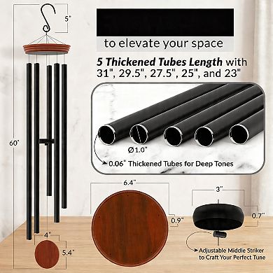 60" Extra Large Wind Chimes for Outside Deep Tone Outdoor Big Huge Long Windchimes