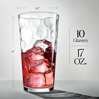 10pc Highball Drinking Glass Set, Glasses for Water, Juice & Cocktails