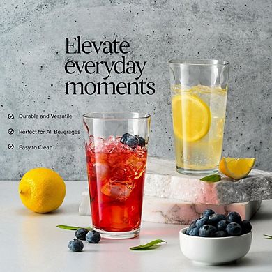 10pc Highball Drinking Glass Set, Glasses for Water, Juice & Cocktails
