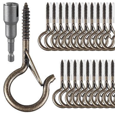 48 Q-Hanger Screw Hooks for Outdoor String Lights, Plants, Wind Chimes, Includes Wing Nut Driver.