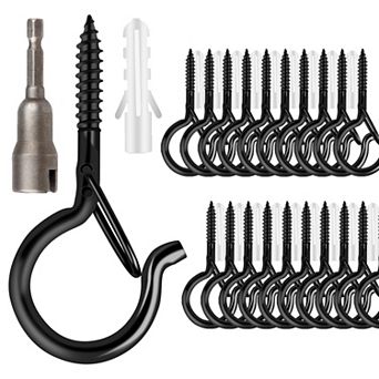 48 Q-Hanger Screw Hooks for Outdoor String Lights, Plants, Wind Chimes, Includes Wing Nut Driver.