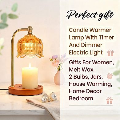 Candle Warmer Lamp Timer Dimmer 2 Bulbs Safe No Smoke Home Decor Gifts