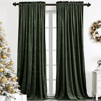 Velvet Room Darkening Curtains, Thermal Insulated Rod Pocket Panels