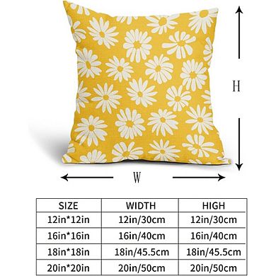 Yellow Pillow Covers Set of 2, Daisy Floral Geometric Farmhouse Decor
