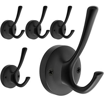 5 Pack Heavy Duty Double Metal Towel Hooks, Wall Mounted for Bathroom Kitchen Closet Garage.