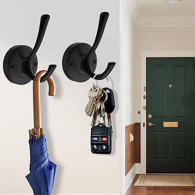 5 Pack Heavy Duty Double Metal Towel Hooks, Wall Mounted for Bathroom Kitchen Closet Garage.
