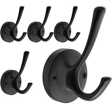 5 Pack Heavy Duty Double Metal Towel Hooks, Wall Mounted for Bathroom Kitchen Closet Garage.